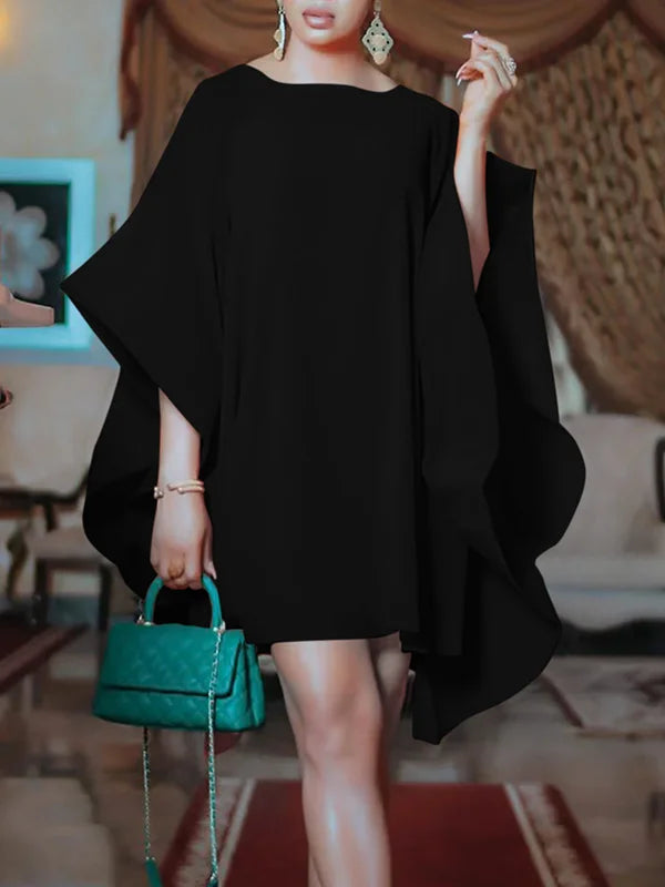 Feminine Bell Sleeve Round Neck Dress