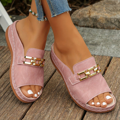 Luxury Metallic Slide Sandals