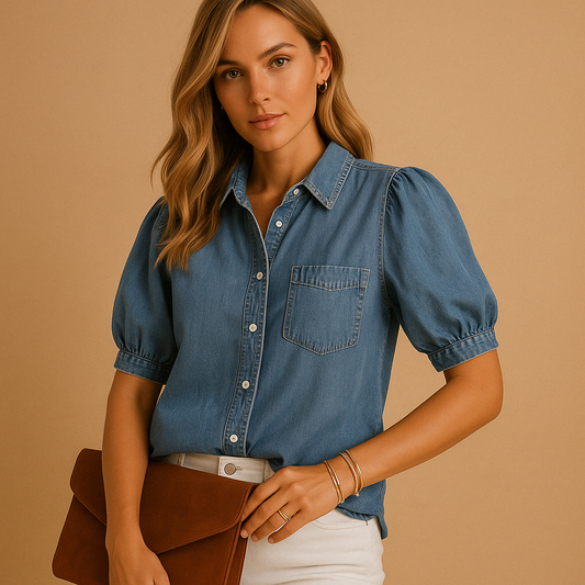 Classic Fit Women's Denim Shirt - Luxivelle