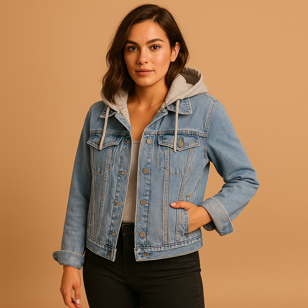 Women's Hooded Blue Jean Jacket Harper - Luxivelle