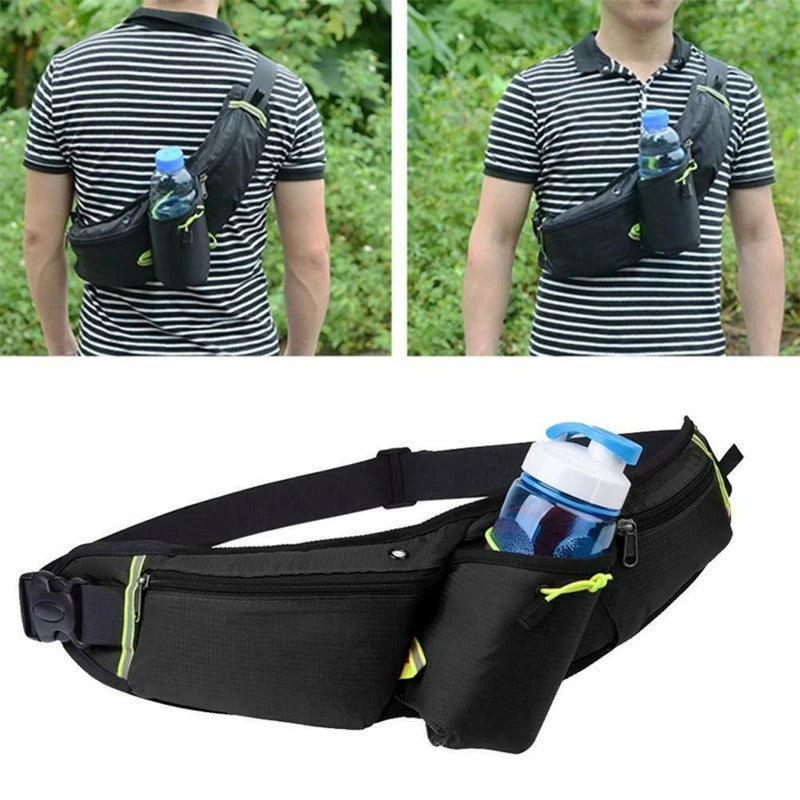 Waterproof Running Waist Belt with Bottle Holder & Pockets