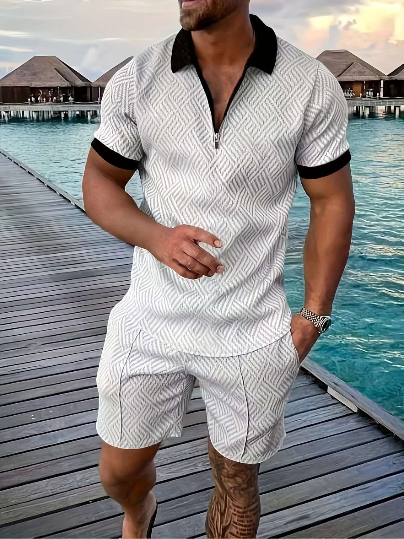 Trendy Graphic Shorts Sleeve Shirt Set