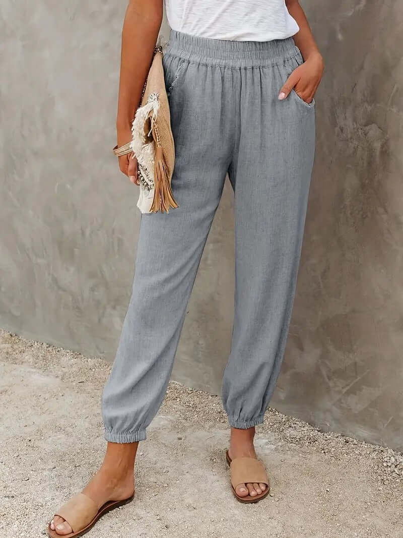 Comfortable Women's Drawstring Hemp Pants - Luxivelle