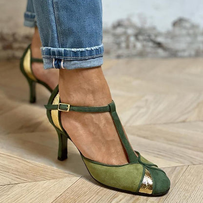 Ankle Strap Closed Toe Block Heels - Luxivelle