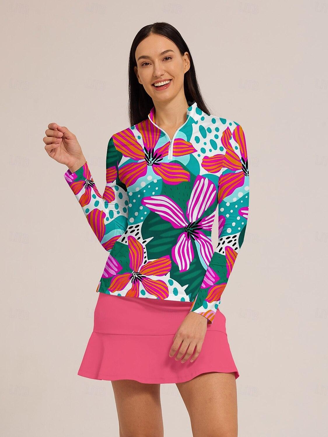Vibrant Hawaiian Golf Quarter Zip Sun Shirt UPF50+