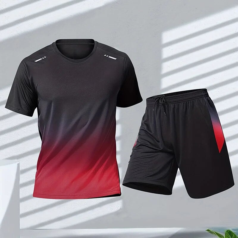 Mick | Men's Active Sportswear Set with Color Gradient Print-2