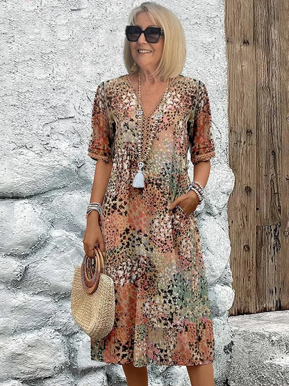 Casual Summer Floral V-Neck Sundress