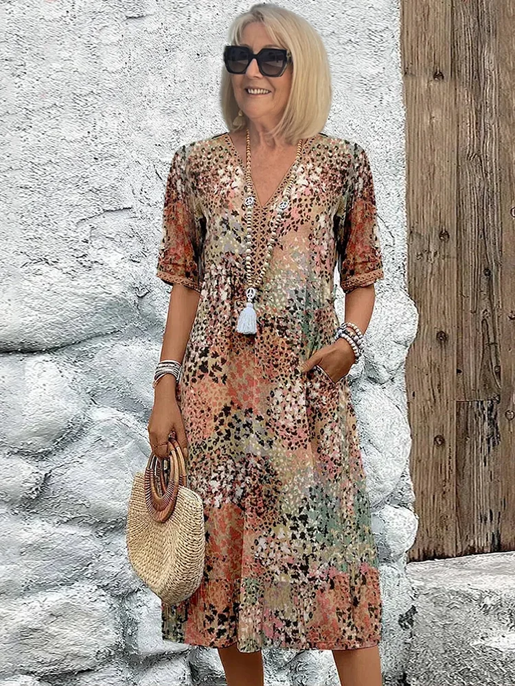 Colorful Women's Knee Length Dress