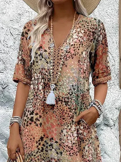 Bright Floral Knee Length Dress