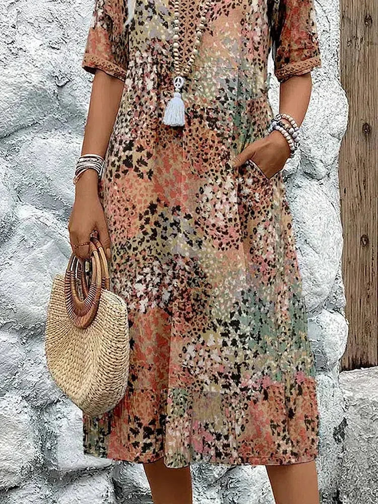 Bright Floral Knee Length Dress