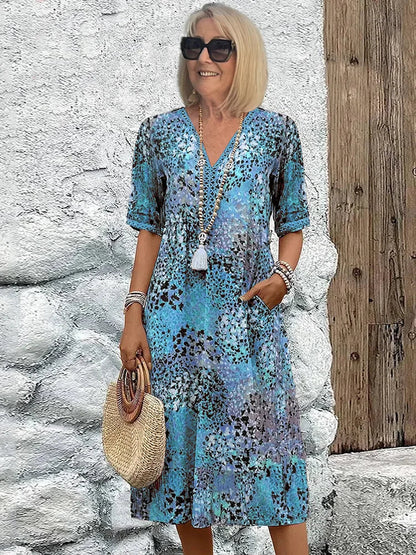 Bright Floral Knee Length Dress