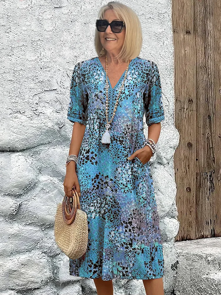 Colorful Women's Knee Length Dress