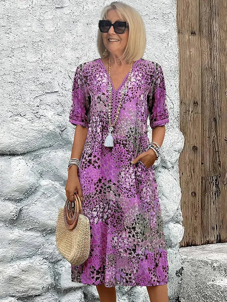 Bright Floral Knee Length Dress