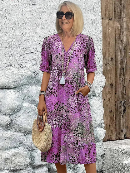 Bright Floral Knee Length Dress