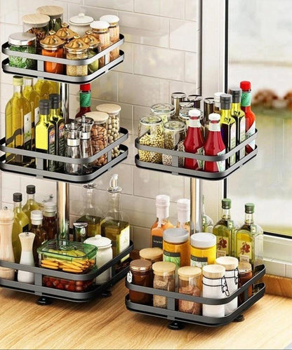 Compact Rotating Shelf Storage Organizer