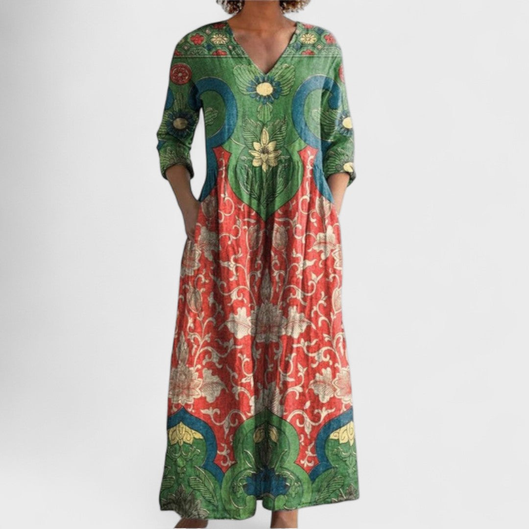 Beautiful Long Floral Print Maxi Dress - Luxivelle