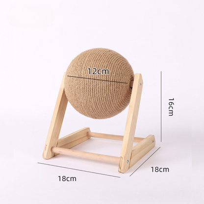 "Durable sisal cat scratching ball, robust design, fits home decor, prevents furniture damage, promotes healthy play."