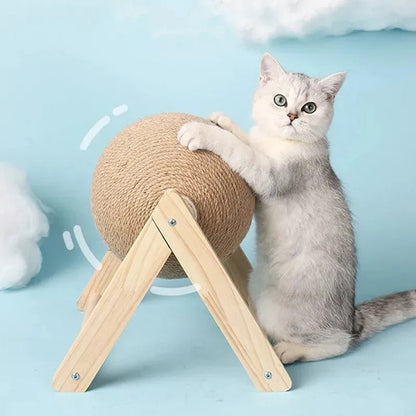 "Durable sisal cat scratching ball, robust design, fits home decor, prevents furniture damage, promotes healthy play."