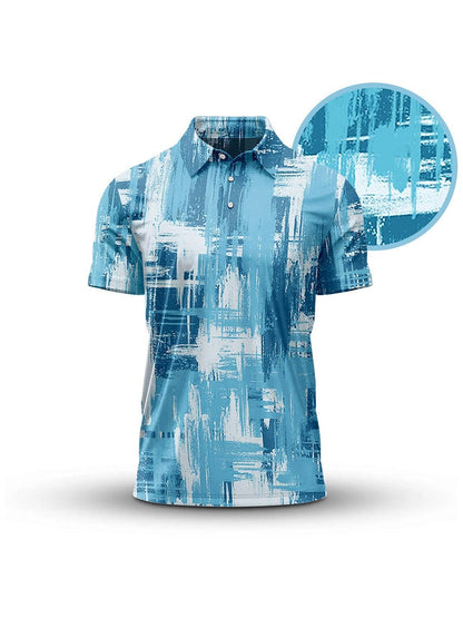 Graphic Print Men's Polo Shirt UPF 50 Protection