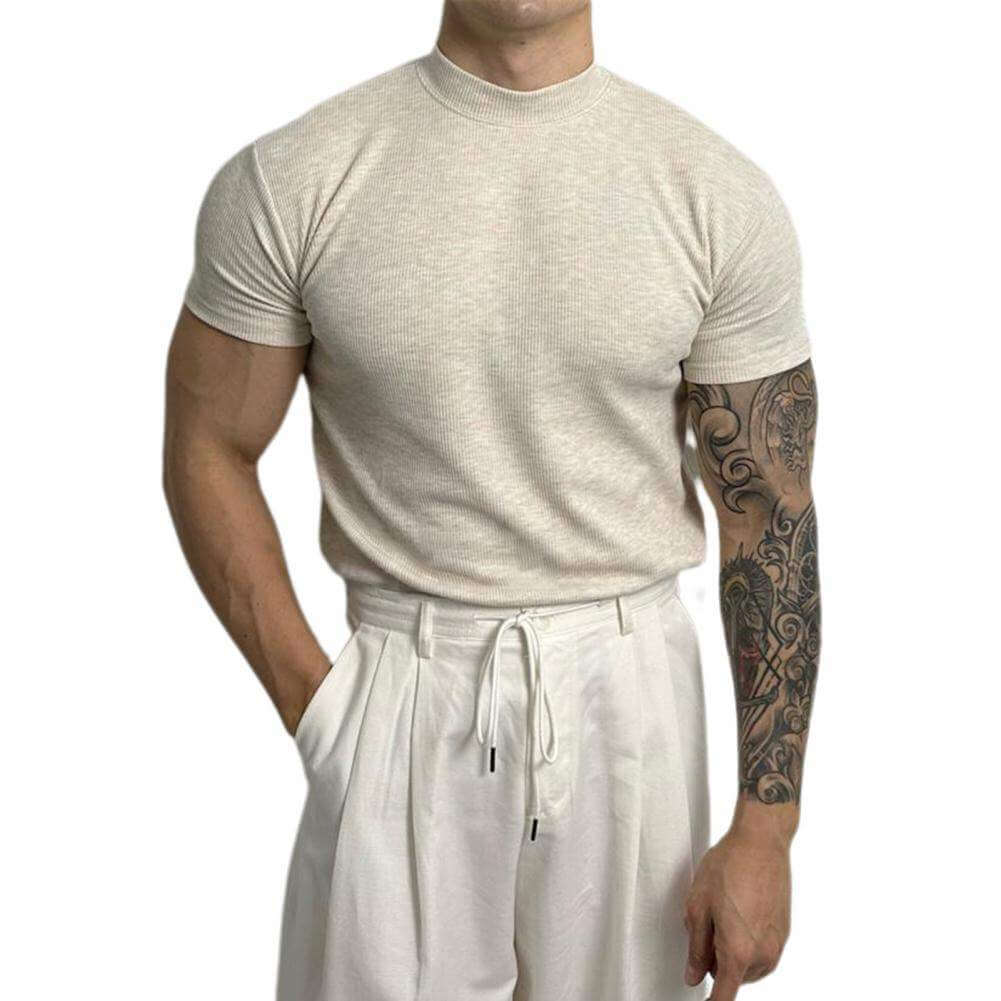 Slim Fit Crew Neck Knit Shirt
