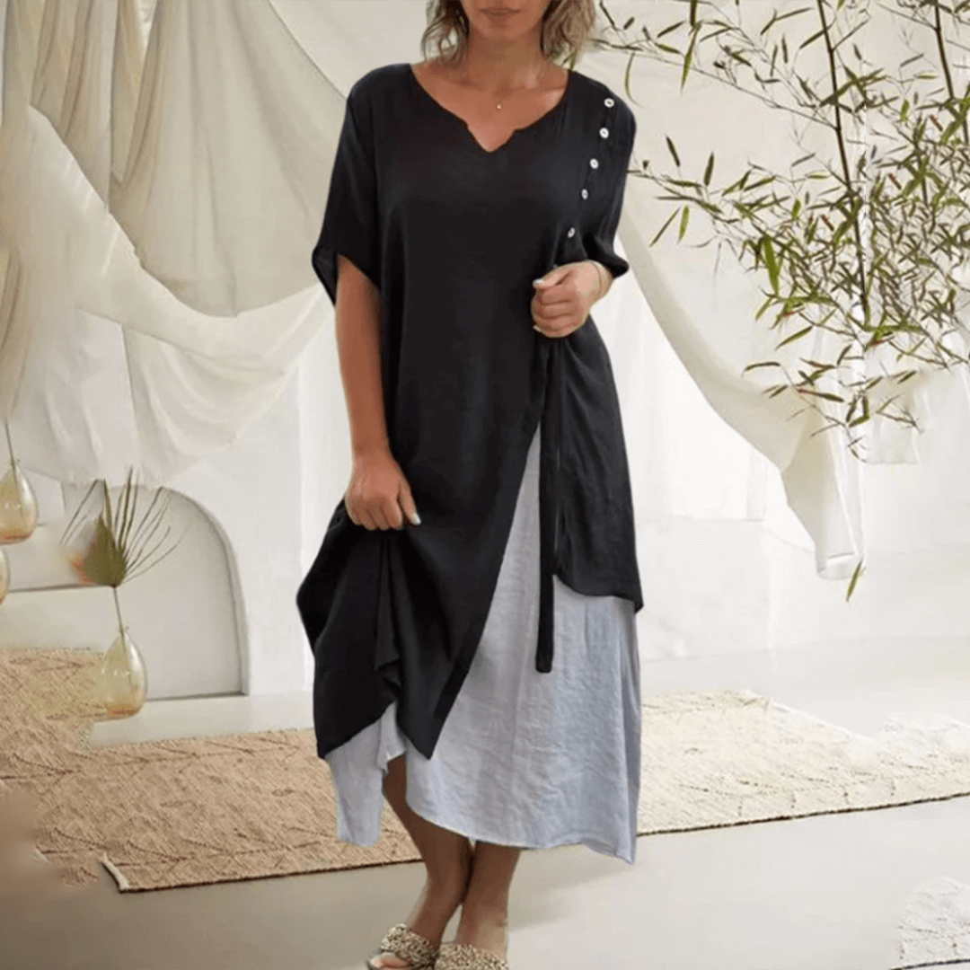 Beautiful Long Two Tone Evening Dress - Luxivelle