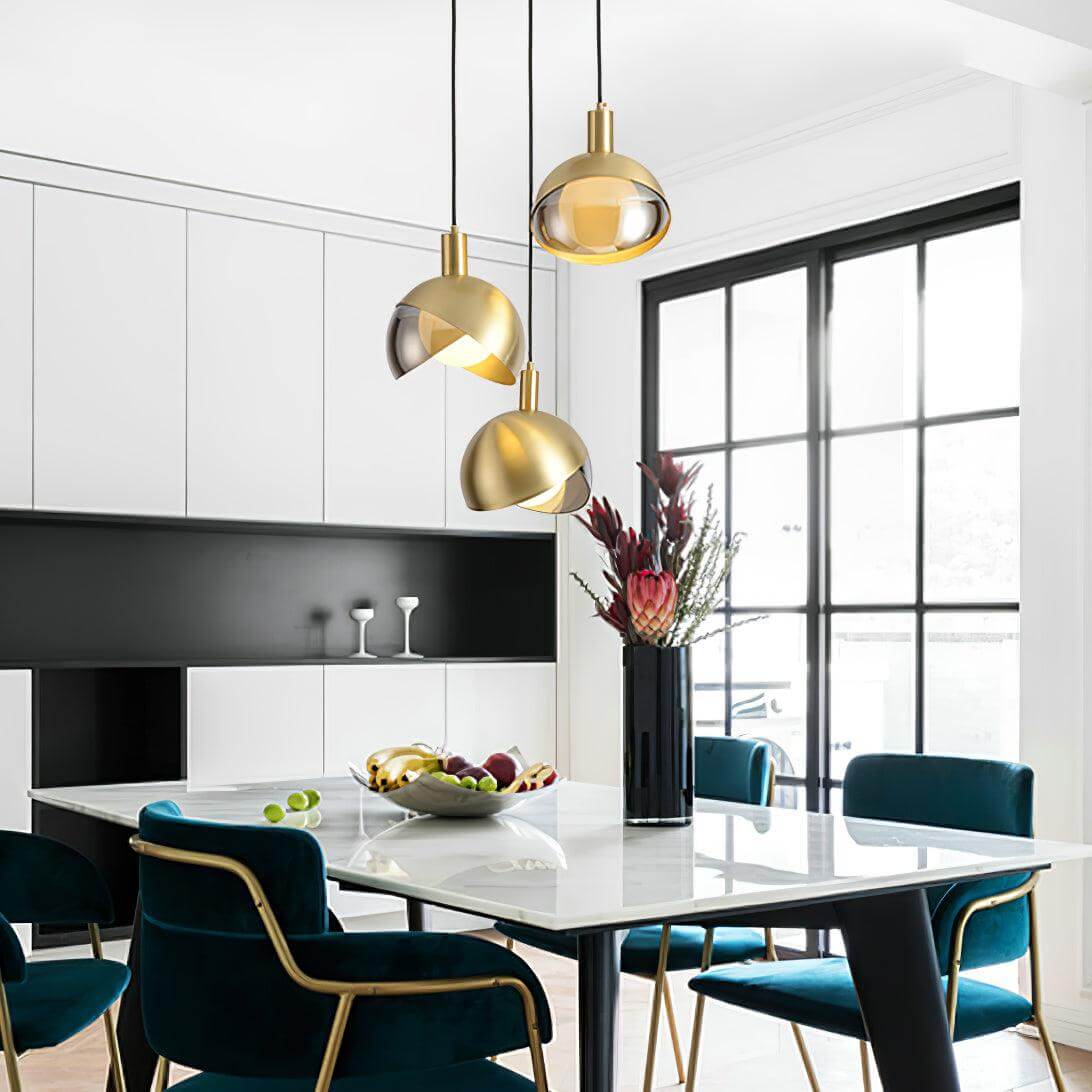 Customizable Chrome Hanging Lamp with Clear Glass Shade