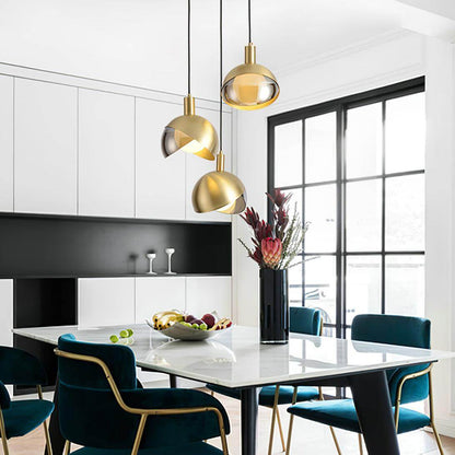 Customizable Chrome Hanging Lamp with Clear Glass Shade