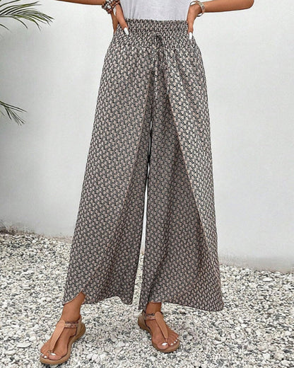 Womens Comfort Fit Printed Wide Leg Pants