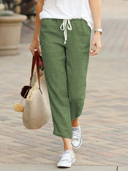 Comfortable Elastic Waist Women's Ankle Trousers