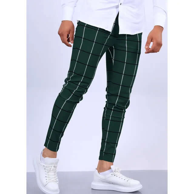 Relaxed Fit Plaid Trousers for Men