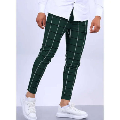 Relaxed Fit Plaid Trousers for Men