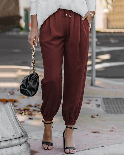 Relaxed Fit Elastic Waist Pants