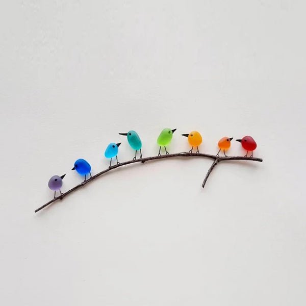 Vibrant Glass Bird Decoration - Natural Tree Branch Design