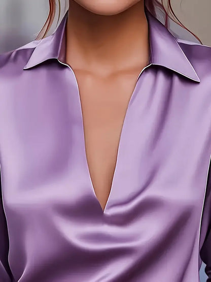 High Quality V Neck Women's Blouse