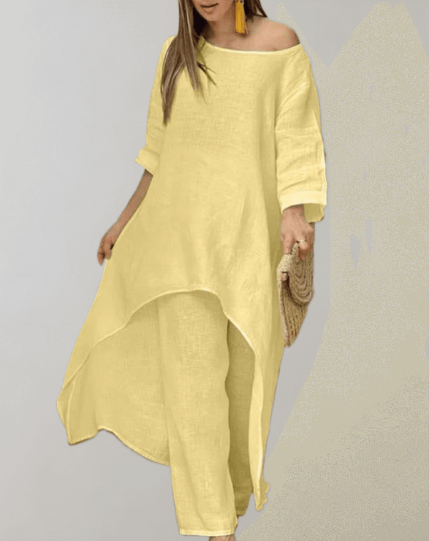 Ladies 2pc Off Center Tunic Dress Pants Outfit