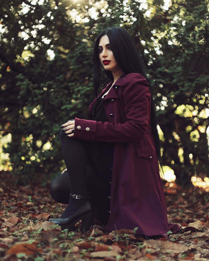 Classic Ladies Midi Coat with Fitted Neckline