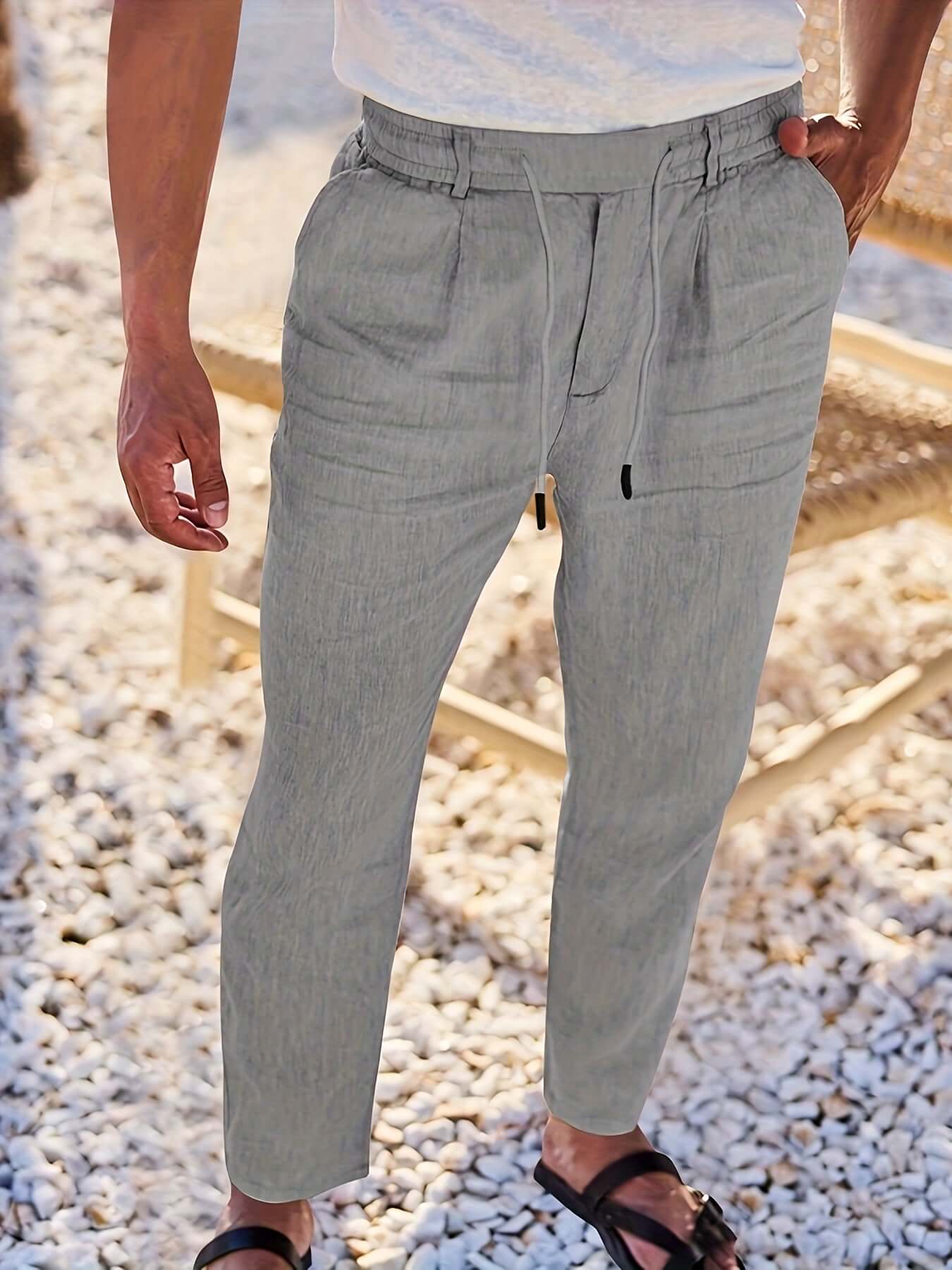 Comfortable Loose Fit Linen Trousers for Men - Luxivelle