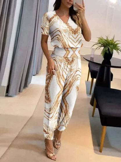 Ladies' V-Neck Blouse & Stretchy Trousers