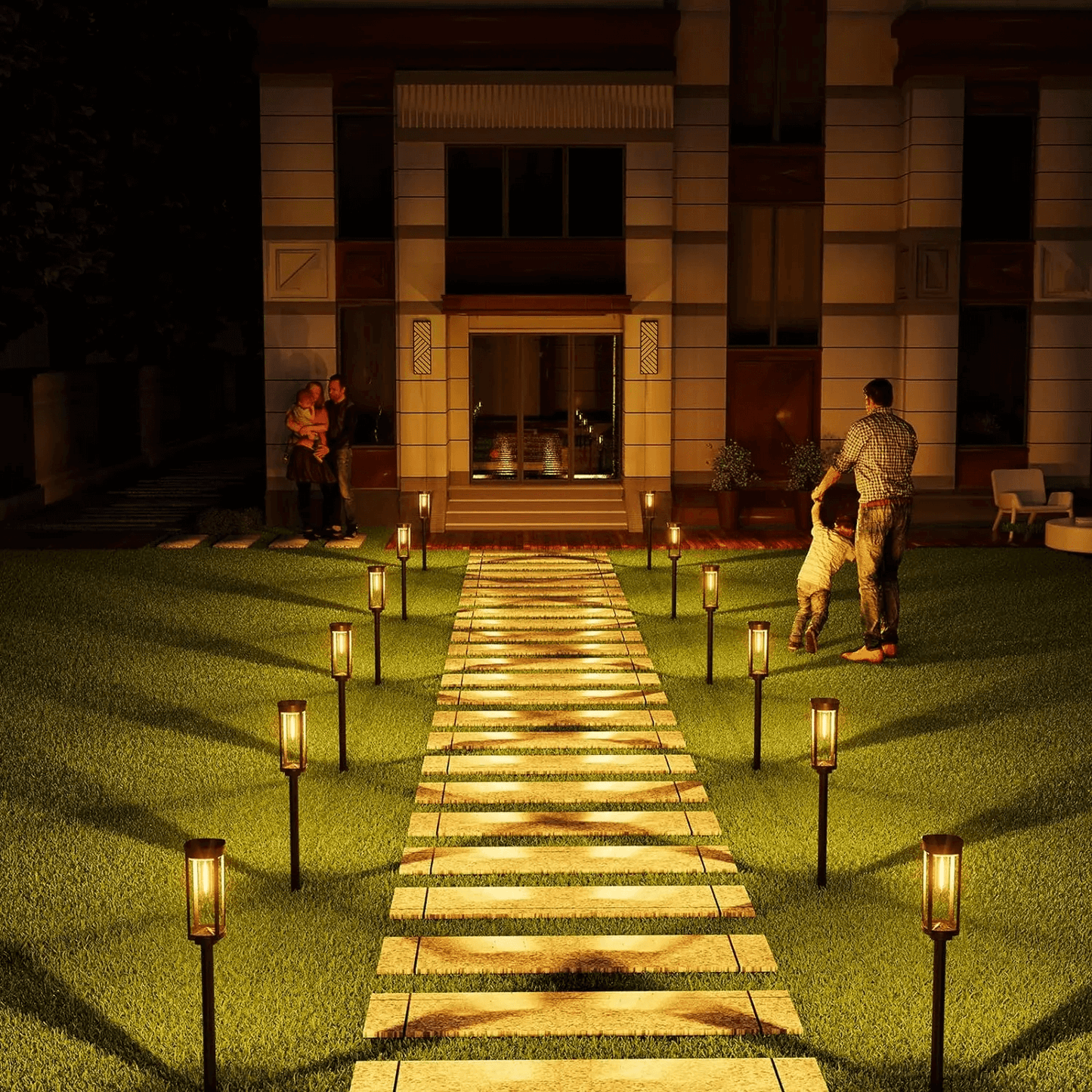 Bright Outdoor Solar Powered Yard Lamp