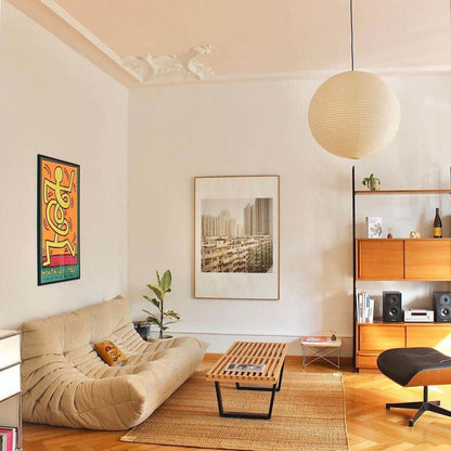 Simple White Cotton Shade Pendant Light with Metal Frame
