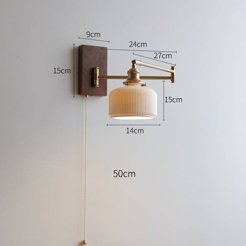 Natural Wood Accent Ceramic Table Lamp