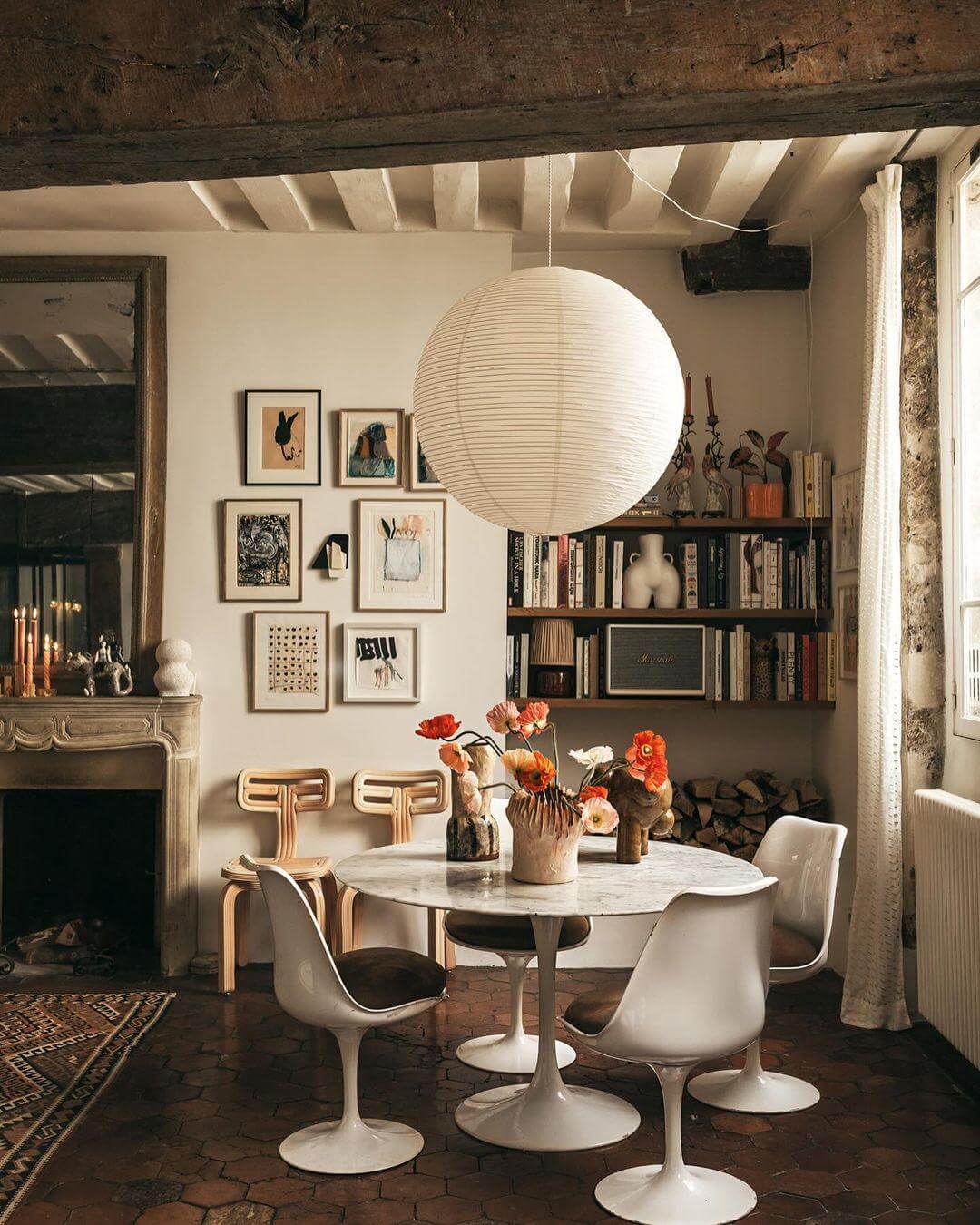 Simple White Cotton Shade Pendant Light with Metal Frame