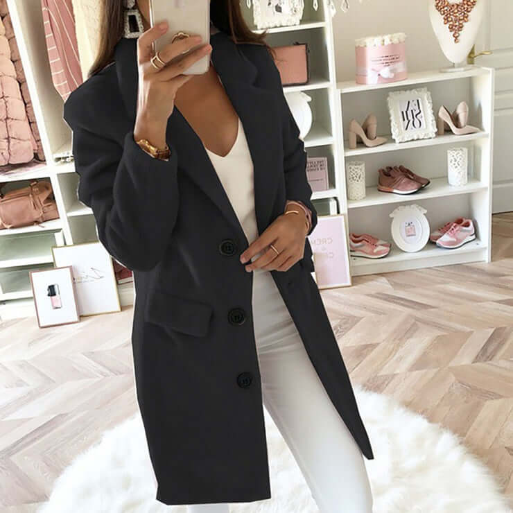 Ladies Classic Tailored Wool Trench Coat