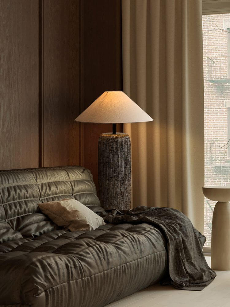 Traditional Wooden Table Lamp with Metal Details