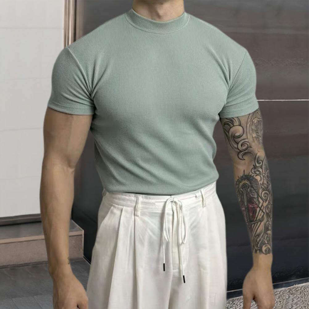 Slim Fit Crew Neck Knit Shirt