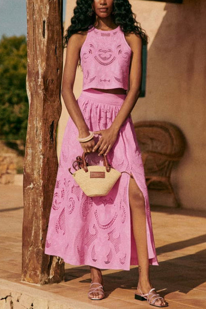 Florence | Lace Set – Pink Floral Top and Shorts 2