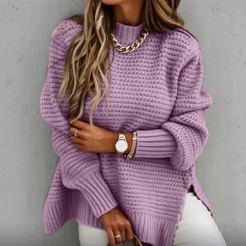 Ladies' Crew Neck Warm Knit Sweater
