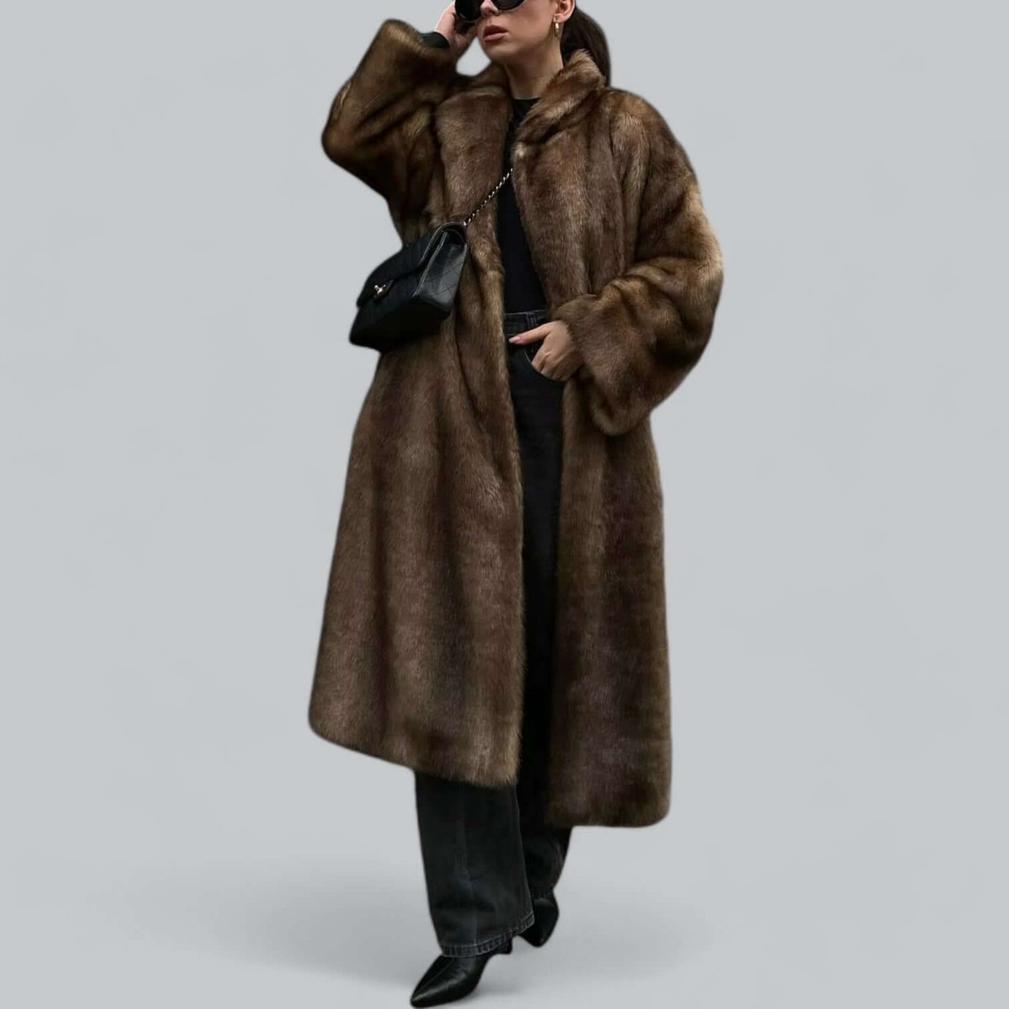 Luxurious Fake Fur Winter Trench Coat - Luxivelle