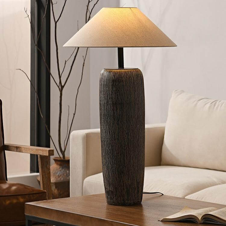 Traditional Wooden Table Lamp with Metal Details