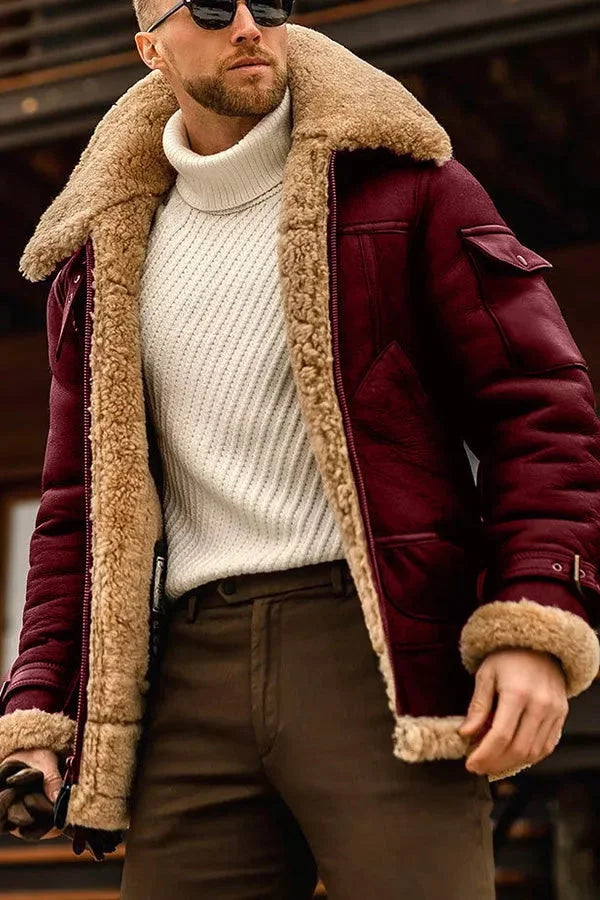 Warm Mens Pilot Jacket with Zip Up Classic Style
